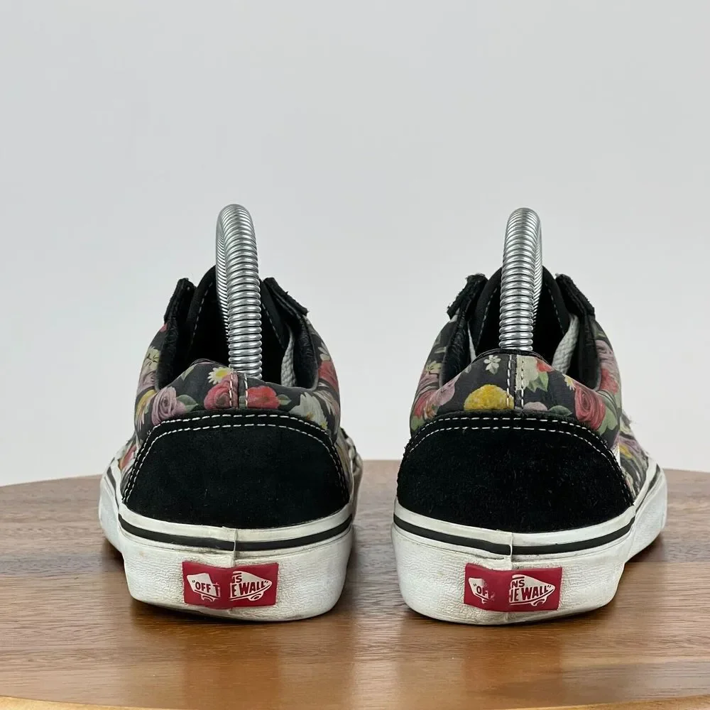 Womens Vans Old Skool Floral Black Skateboarding Shoes Sneakers Size 7‎ M GUC